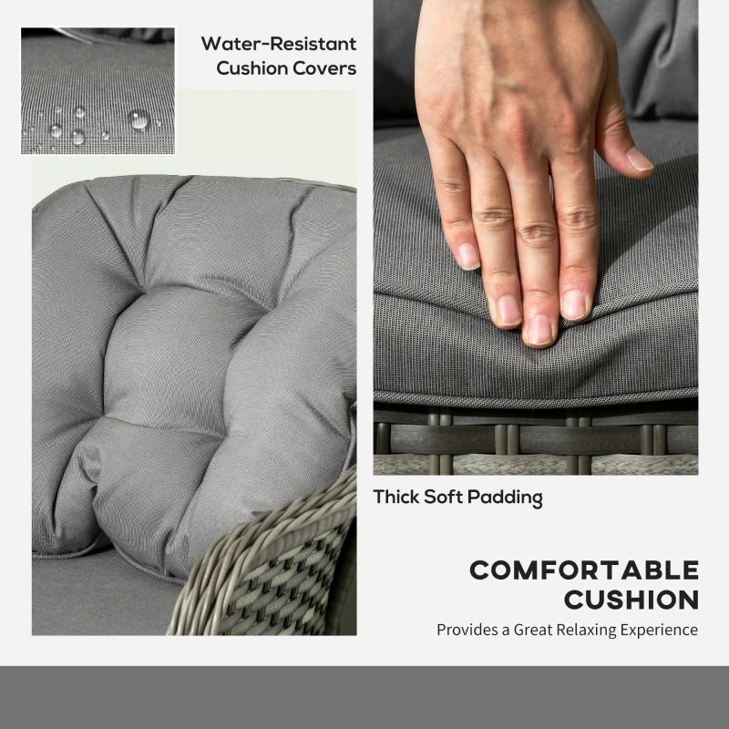 Best Four-Piece Rattan Sofa Set, with Glass-Top Table - Mixed Grey - Image 5