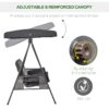 Best 3 Seater Garden Swing Chair Outdoor Hammock Bench w/ Adjustable Canopy, Cushions and Cup Trays, Brown Steel Frame, Dark Grey Fabric - Image 5