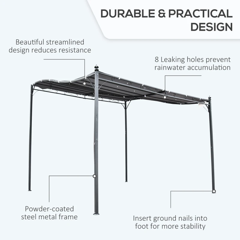 Best 3x3m Freestanding Metal Wall Awning Canopy Grey - Image 4