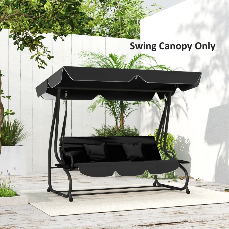 Best Garden Swing Canopy Replacement 3 Seater, Waterproof Garden Swing Seat Canopy Cover, Windproof Anti-UV Sun Shade (Canopy Only) for Patio, Balcony, Black - Image 7