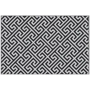 Best 152 x 243 cm(5x 8ft) Outdoor Rug Reversible Mat Plastic Straw Rug Portable RV Camping Mat for Garden Deck Picnic Indoor, Black & White