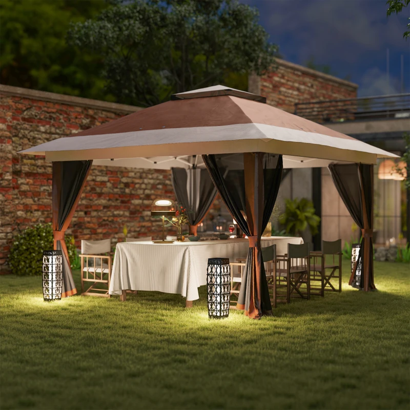 Best 3.6 x 3.6m Pop-Up Gazebo, with Accessories - Brown - Image 8