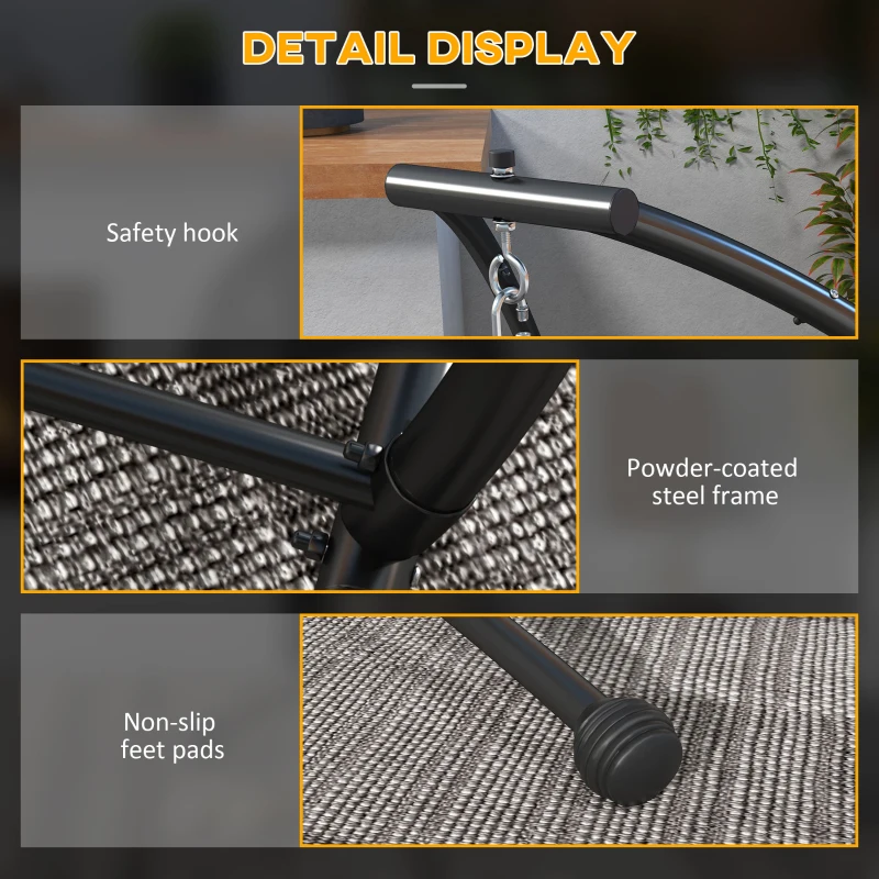 Best Hammock Chair Stand, C Shape Hanging Heavy Duty Metal Frame Hammock Stand for Hanging Hammock Air Porch Swing Chair, Indoor & Outdoor Use, Black - Image 7