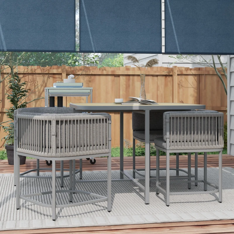 Best 4-Seater Rattan Cube Garden Furniture Set with Cushions - Grey - Image 8