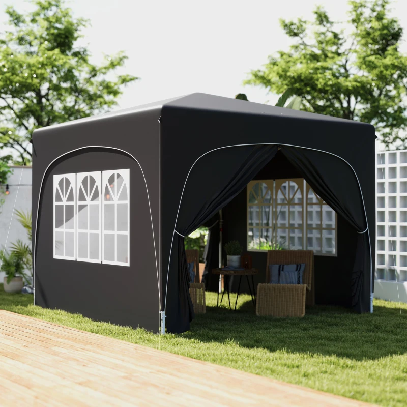 Best 3 x 3m Pop-Up Gazebo Shelter, with Accessories - Black - Image 2