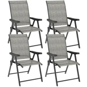 Best Set of Four Folding Outdoor Chairs - Black/Grey