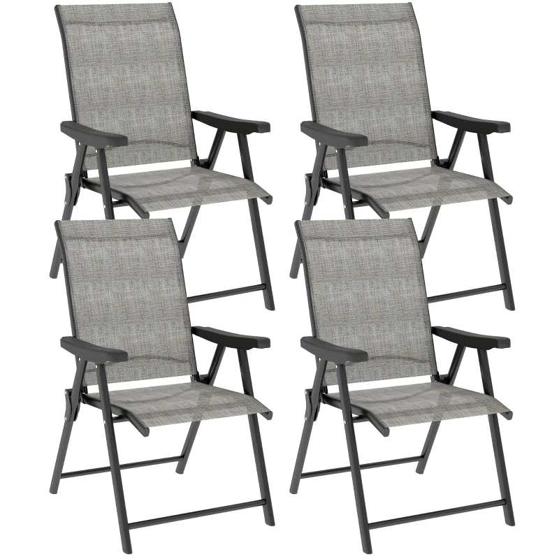 Best Set of Four Folding Outdoor Chairs - Black/Grey