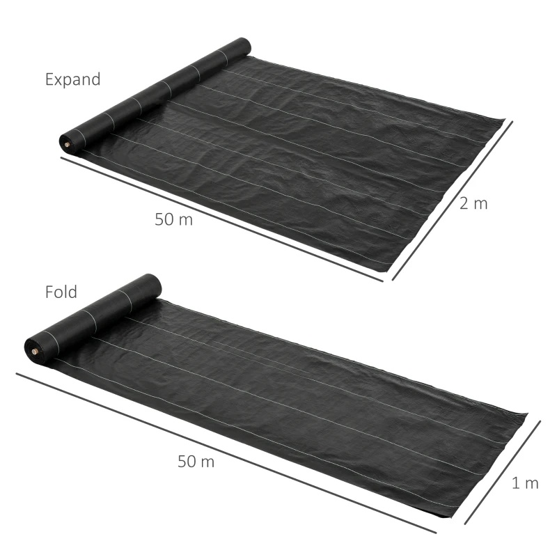 Best 2m x 50m Weed Control Membrane, Heavy Duty Weed Control Barrier Fabric, 90gsm Ground Cover for Patios, Garden, Flower beds, Landscaping - Image 3