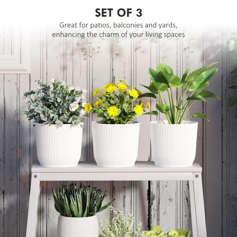 Best Set of Three Ф22cm Planters - White - Image 4