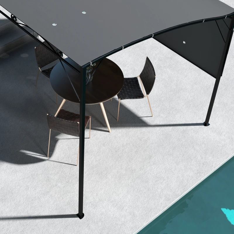 Best 3 x 2.5m Patio Metal Gazebo Door Window Awning Wall Mount Metal Outdoor Shelter Charcoal Grey - Image 8