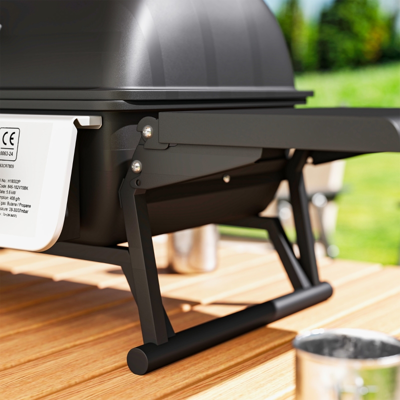 Best 2 Burner Gas BBQ Grill with Foldable Side Tables, Portable Tabletop Gas Barbecue Grill with Built-in Thermometer, Lid, Grease Tray for Garden Party Camping Picnic Outdoor Cooking 5.6KW, Black - Image 9