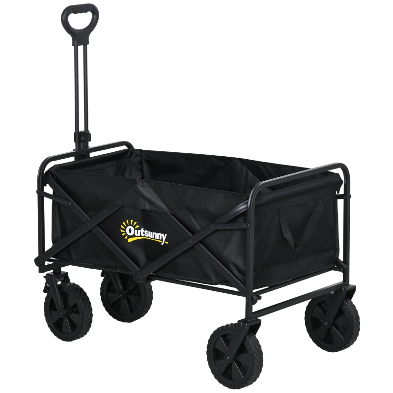 Best Folding Steel Frame Garden Storage Cart, with Wheels and Handle - Black - Image 11