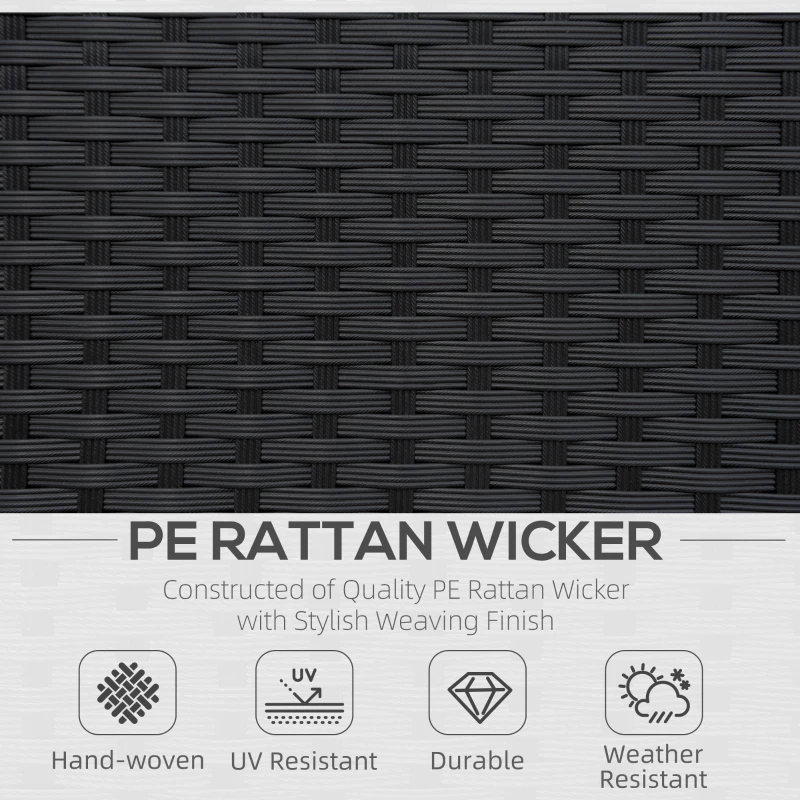 Best Single Seater Rattan Chair Sofa with 10 cm Thick Padded Cushion, All-Weather PE Wicker Weave Garden Armchair with Armrests, Black - Image 4