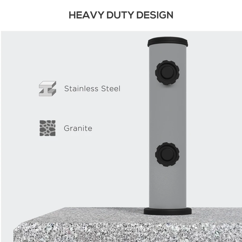 Best Granite Parasol Base, 28kg Heavy Duty Square Umbrella Stand with Wheels, Retractable Handle, Stainless Steel Tube, Grey - Image 5