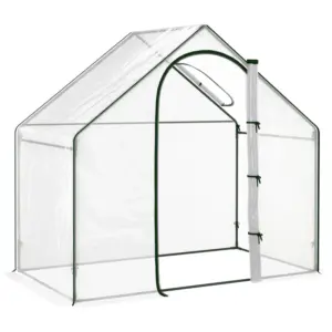 Best Walk In PVC Greenhouse Garden Outdoor Flower Planter Steel Frame w/ Zipped Door & Window 180 x 100 x 168CM Clear