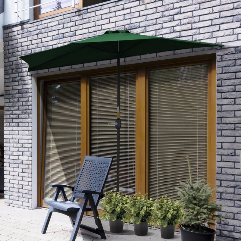Best 3(m) Half Parasol, Semi Round Umbrella with Metal Frame, Crank Handle for Balcony, Garden, Green - Image 10