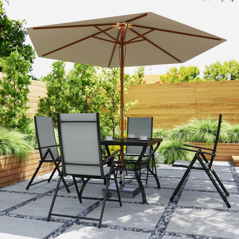 Best Five-Piece Steel Frame Patio Set - Grey/Black - Image 9