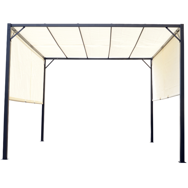 Best Metal Pergola With Canopy Retractable Pergola Canopy 3Lx3Wx2.3H m Garden Gazebo Party Tent Sun Shelter Cover - Cream White/Black - Image 13