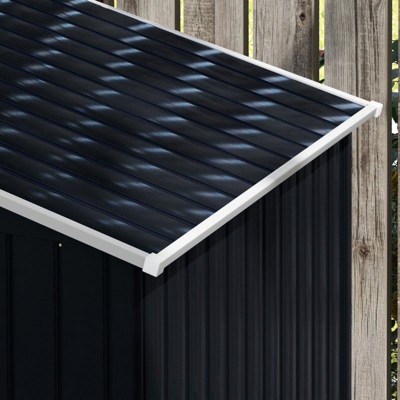 Best 7 x 4ft Metal Garden Shed, Outdoor Storage Tool House with Ventilation Slots, Foundation Kit and Lockable Double Doors, Dark Grey - Image 10