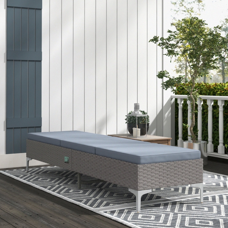 Best Outdoor PE Rattan Sun Lounger, Multi-position Backrest Adjustable Single Recliner Sunbed Daybed with Removeable & Washable Cushion, for Patio, Garden, Dark Grey - Image 10