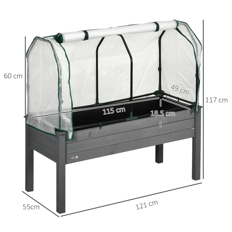 Best Raised Garden Bed Outdoor Elevated Wood Planter Box w/ PE Cover, Dark Grey - Image 3