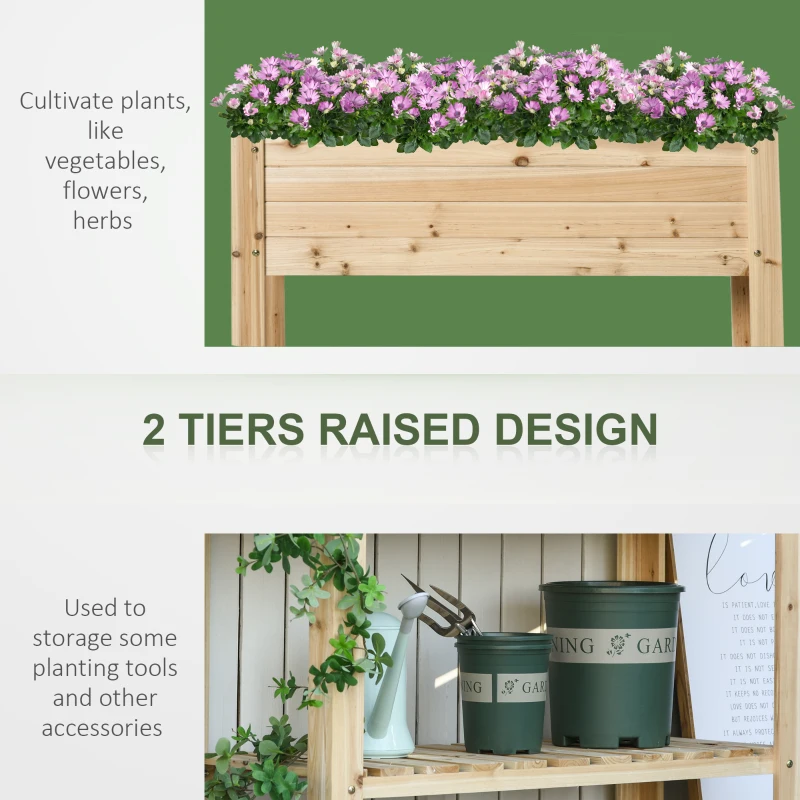 Best Wooden Raised Plant Stand Outdoor Flower Bed Box with Clapboard 100 x 40 x 84cm - Image 4