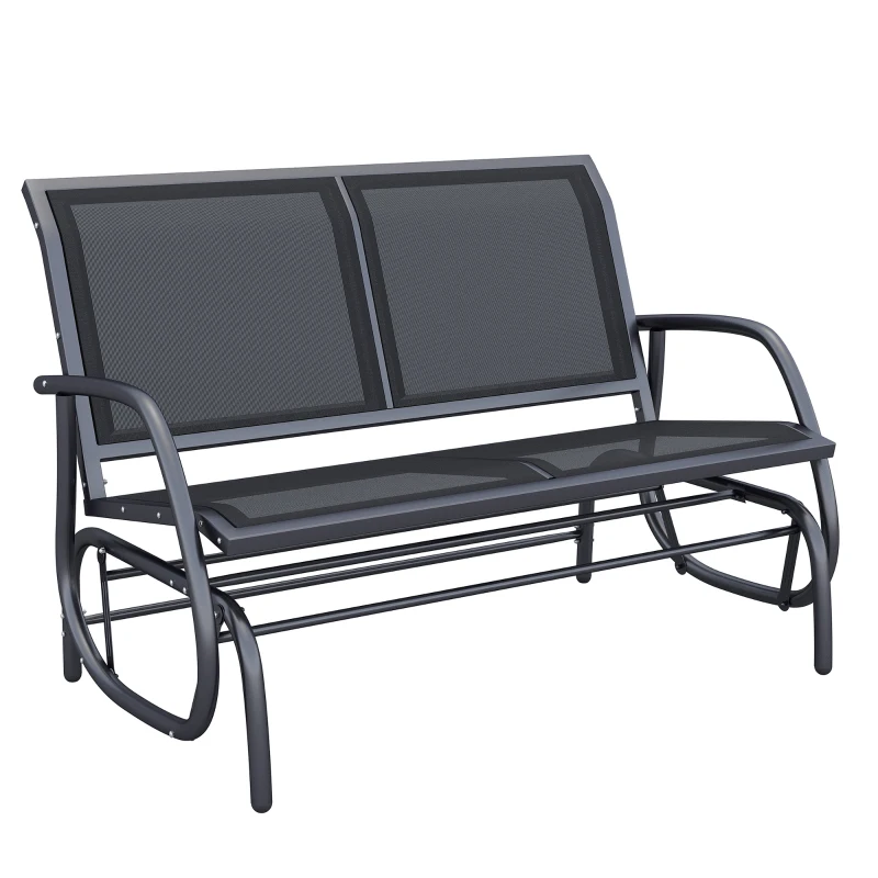 Best 2-Person Outdoor Glider Bench Patio Double Swing Gliding Chair Loveseat w/Power Coated Steel Frame for Garden Patio Porch, Black