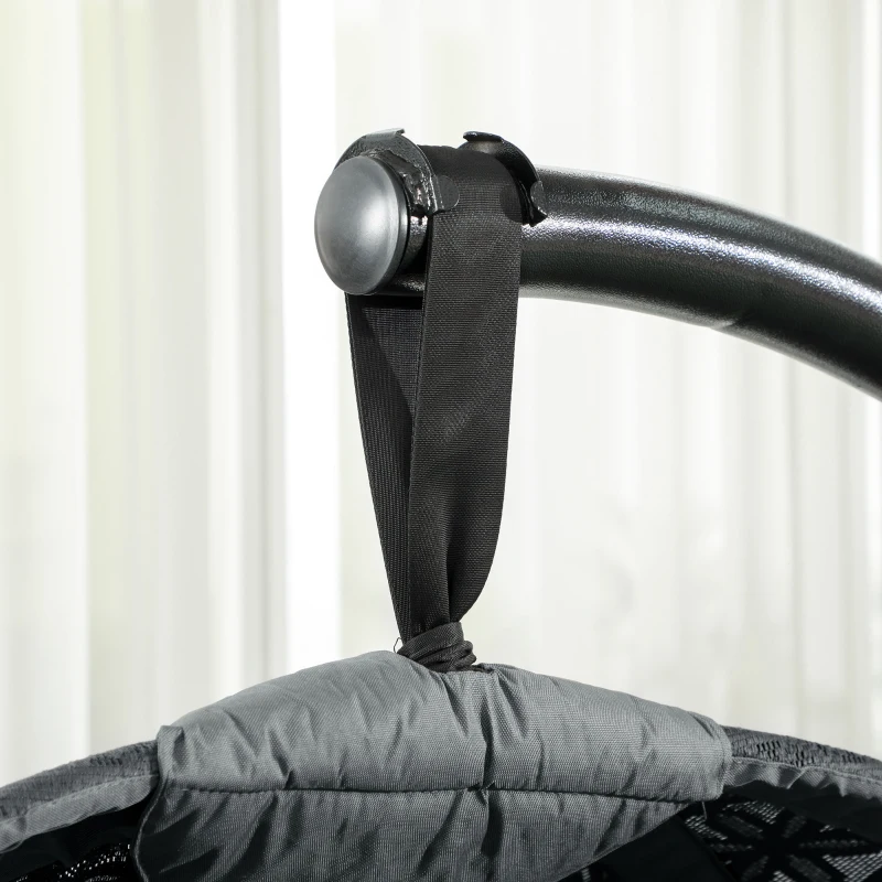 Best Round Egg Basket Chair, with Steel Stand, Charcoal Grey - Image 8