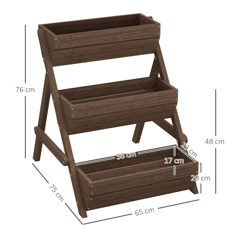 Best 3 Tier Raised Garden Bed Wooden Elevated Planter Box Kit, 66L for Flower, Vegetable, Herb, 65x75x78cm, Tan - Image 3