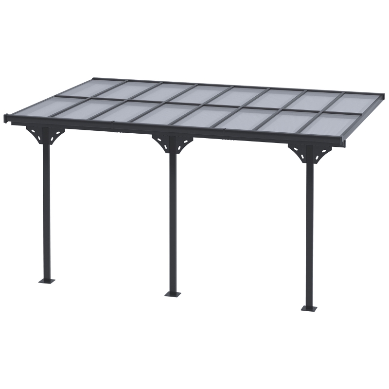Best 4.35 x 3m Outdoor Patio Gazebo Pergola, Retractable Pergola Canopy Aluminum Post & PC Roof, Grey - Image 13