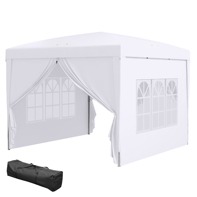 Best 3 x 3m Pop Up Gazebo, Wedding Party Canopy Tent Marquee with Carry Bag and Windows, White - Image 11