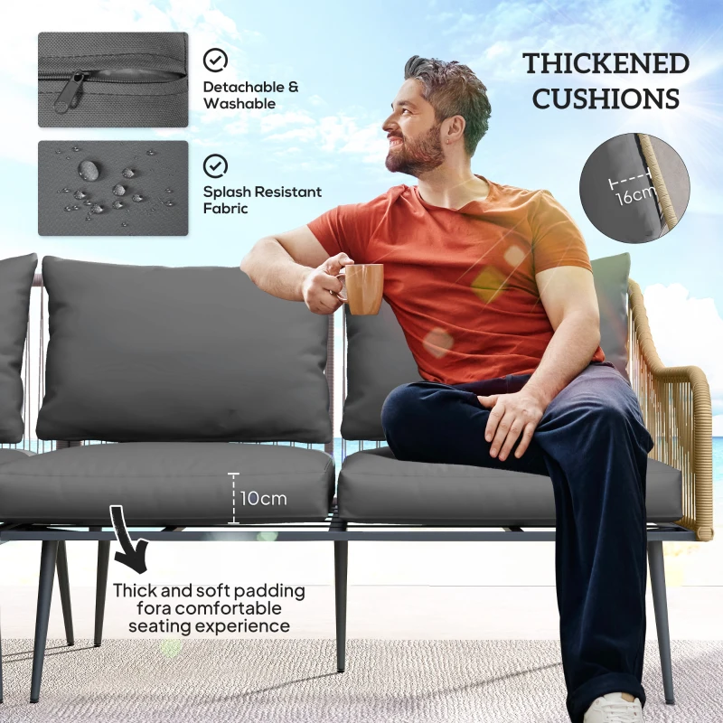 Best Six-Piece Rattan Strong Garden Sofa Set - Brown/Grey - Image 4