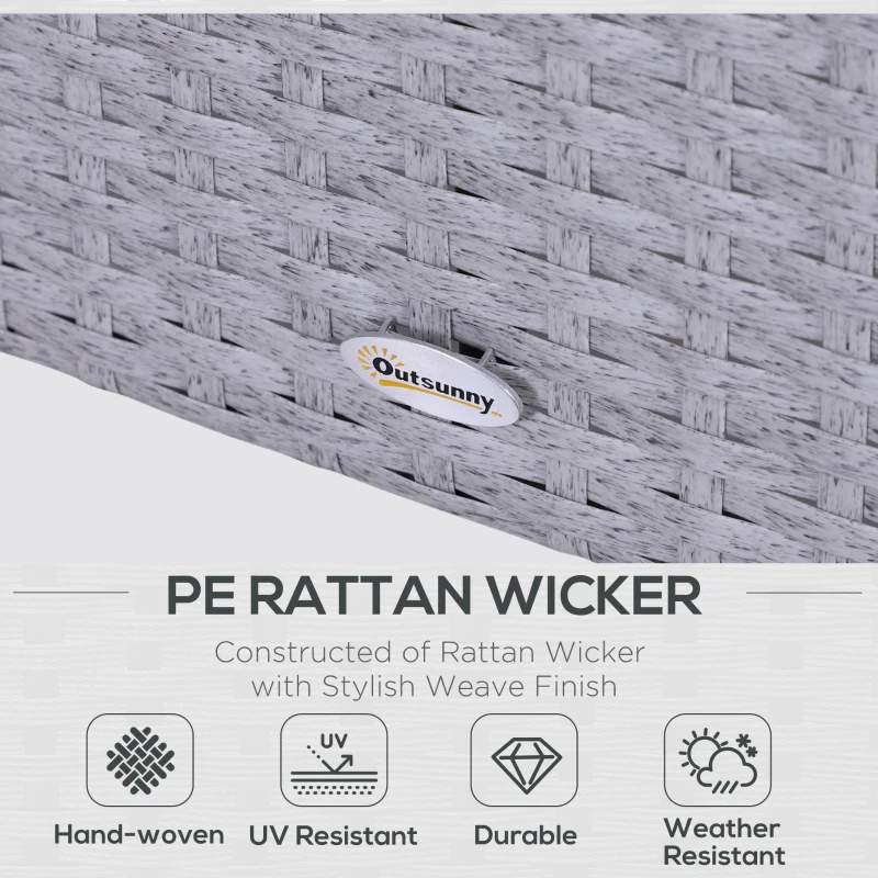 Best 5 Pieces PE Rattan Garden Furniture Set with 10cm Thick Padded Cushions, Wicker Weave Outdoor Seating Chairs with 2 Armchairs, 2 Stools, Glass Top Table, Grey and White - Image 4