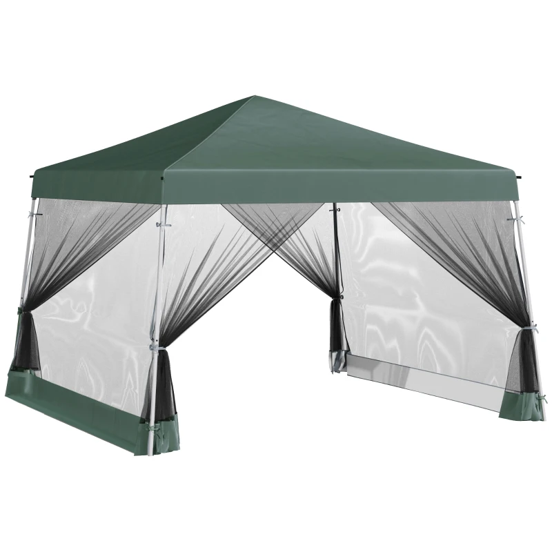 Best Outdoor Garden Pop-up Gazebo Canopy Tent Sun Shade Event Shelter Folding with Adjustable Height, Mesh Screen Side Walls 3.5 M × 3.5 M Base / 3 M × 3 M Top, Green
