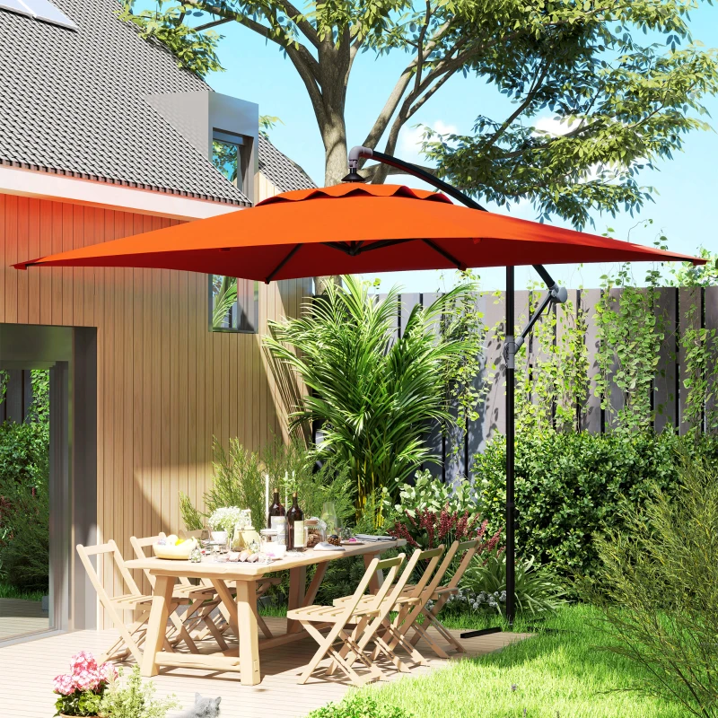 Best 3(m) Cantilever Overhanging Parasol, with Cross Base - Orange - Image 8
