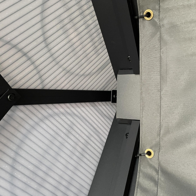 Best 3.6 x 4m Hardtop Gazebo Canopy with Polycarbonate Roof, Aluminium Frame, Permanent Pavilion Garden Gazebo with Netting and Curtains for Patio, Deck, Dark Grey - Image 9