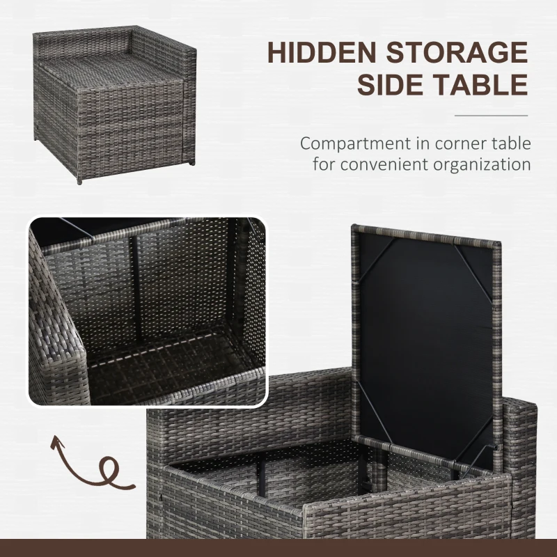 Best 6-Seater Rattan Sofa Furniture Set W/ Cushions, Steel Frame-Grey - Image 8