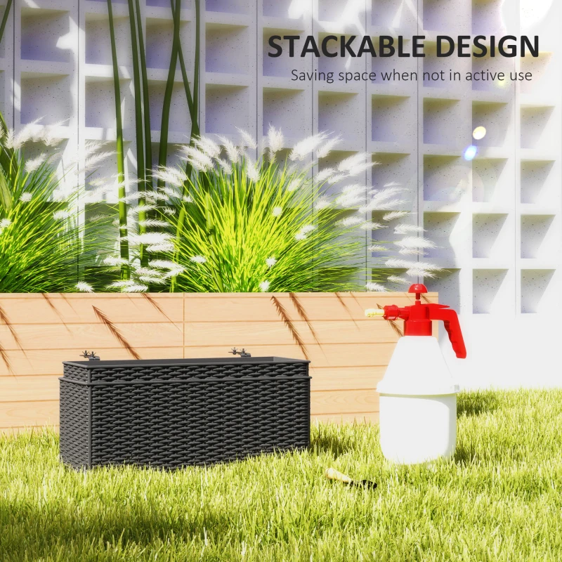 Best Set of Two Rattan-Effect Planters - Black - Image 5
