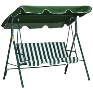 Best 3-Seat Swing Chair Garden Swing Seat with Adjustable Canopy for Patio, Green