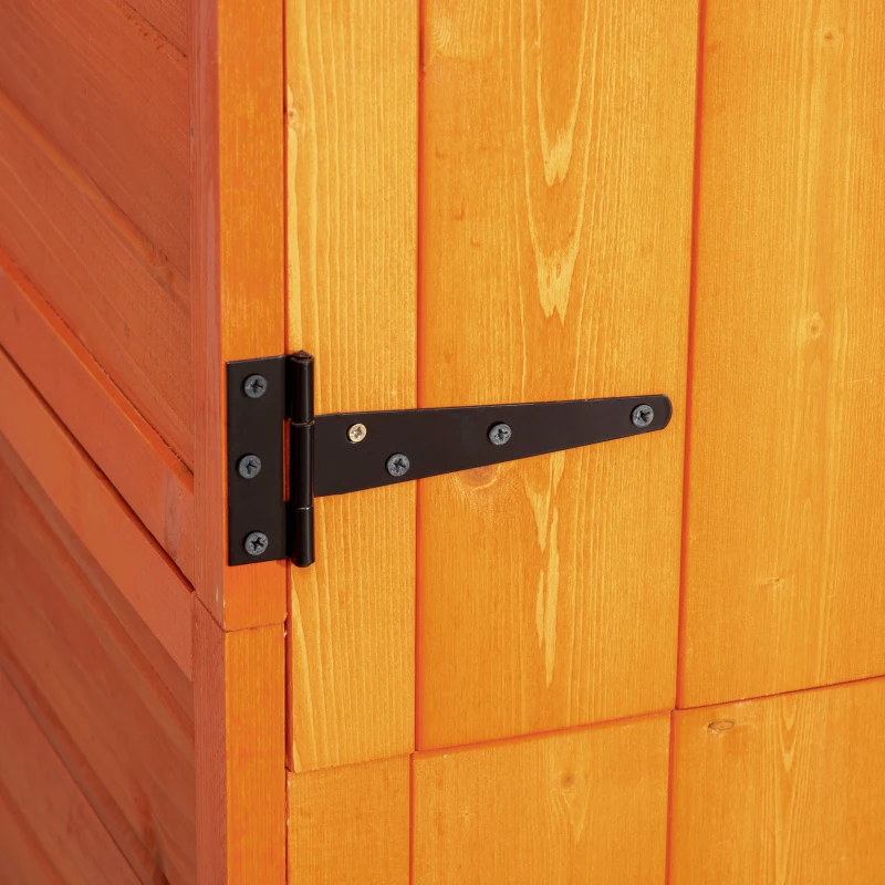 Best Wooden Outdoor Storage Shed, Compact Utility Outdoor Tool Shed with Lockable Double Doors and Shelves, Orange - Image 8