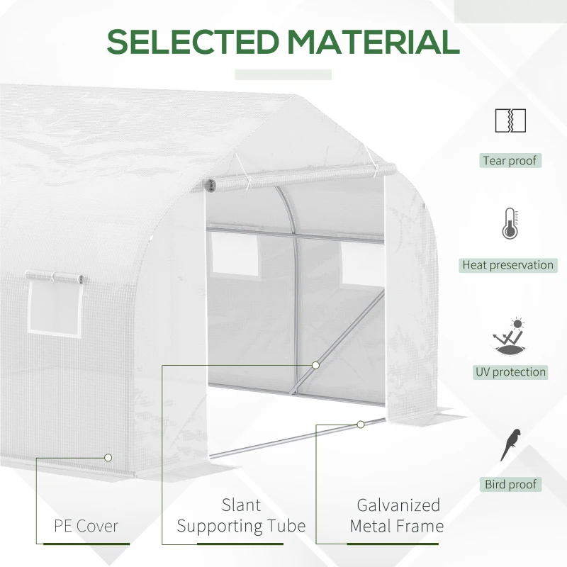 Best Walk-In Polytunnel Greenhouse Warm House Garden Tunnel Shelter Plant Shed with Door and Windows, Galvanised Steel Frame, 4.5 x 3 x 2m, White - Image 4