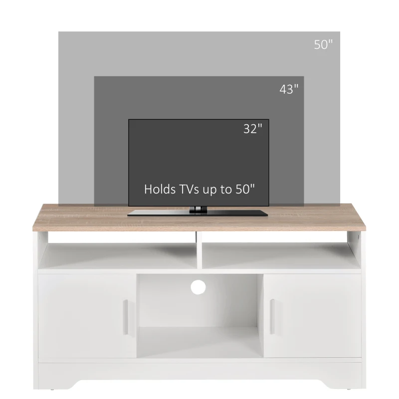 Best TV Stand Cabinet up to 50", Modern TV Unit with Storage, Open Shelves and Cable Management for Living Room, Bedroom, White - Image 7