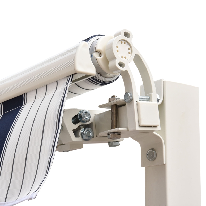 Best Manual Retractable Awning, 2.5x2 m-Dark Blue/White Stripes - Image 9