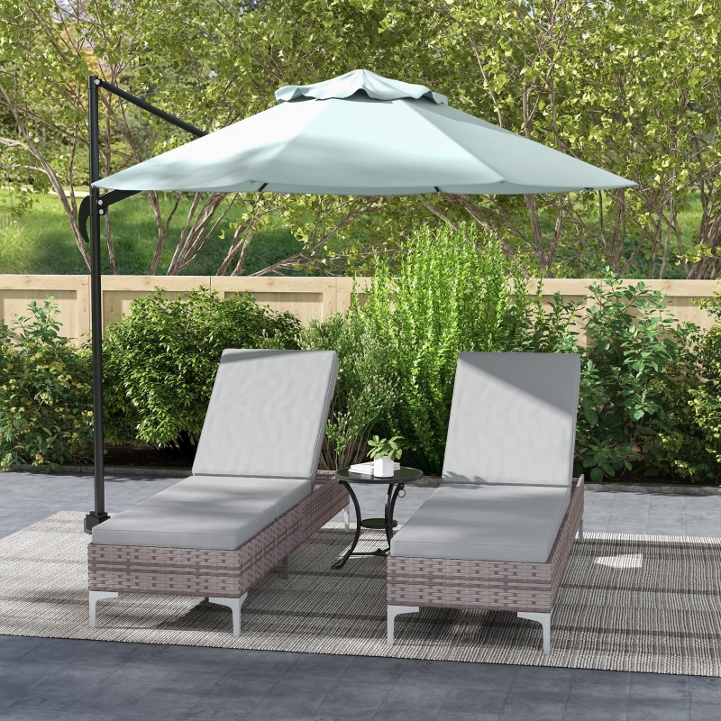 Best Outdoor PE Rattan Sun Lounger Set of 2, Multi-position Backrest Adjustable Single Recliner Sunbed Daybed with Removeable & Washable Cushion, for Patio, Garden, Light Grey - Image 10