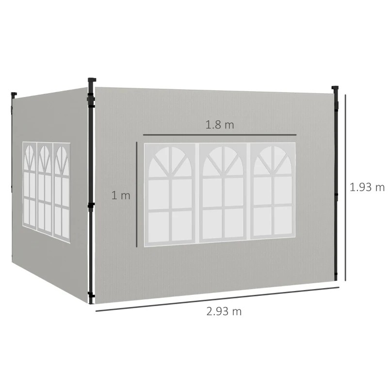 Best Gazebo Side Panels, Sides Replacement with Window for 3x3(m) or 3x6m Gazebo Canopy, 2 Pack, White - Image 3