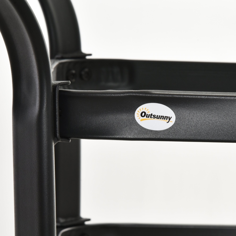 Best Square Outdoor Garden Dining Table with Parasol Hole, Tempered Glass Top, Steel Frame for Garden, Lawn, Patio, Black - Image 9