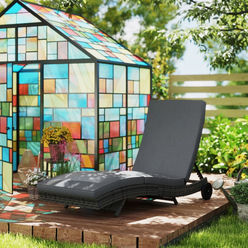 Best Patio Wicker Chaise Lounge Chair, Outdoor PE Rattan Sun Lounger with Adjustable Backrest and 2 Wheels, Dark Grey - Image 10