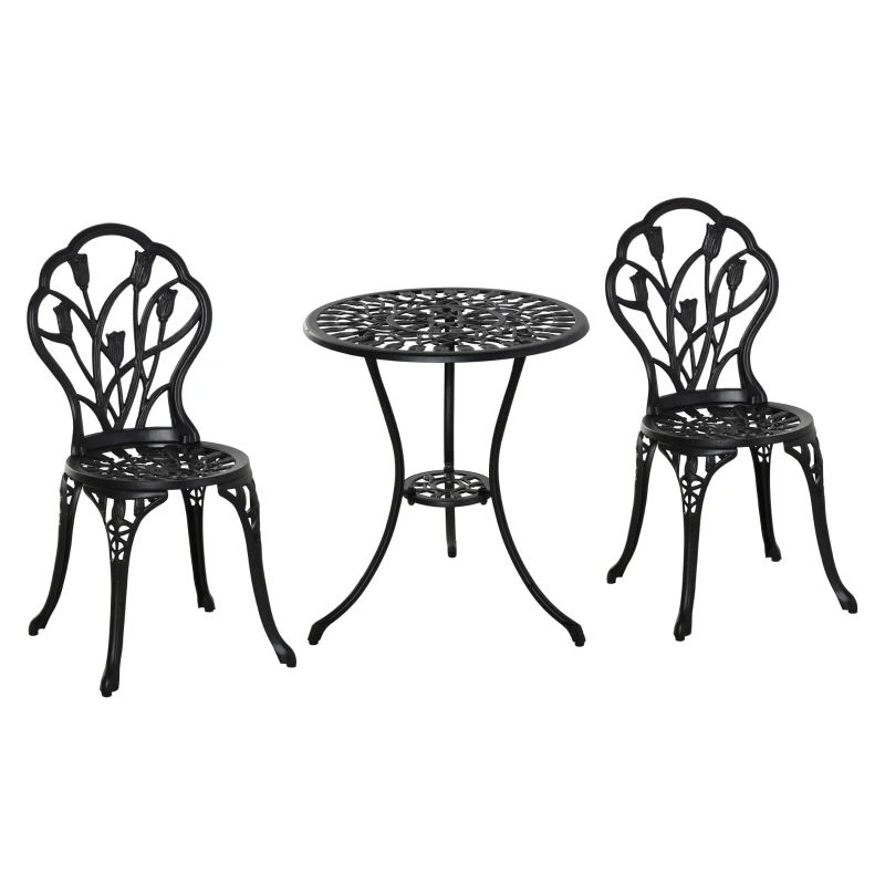 Best Three-Piece Aluminium Floral Bistro Garden Set - Black