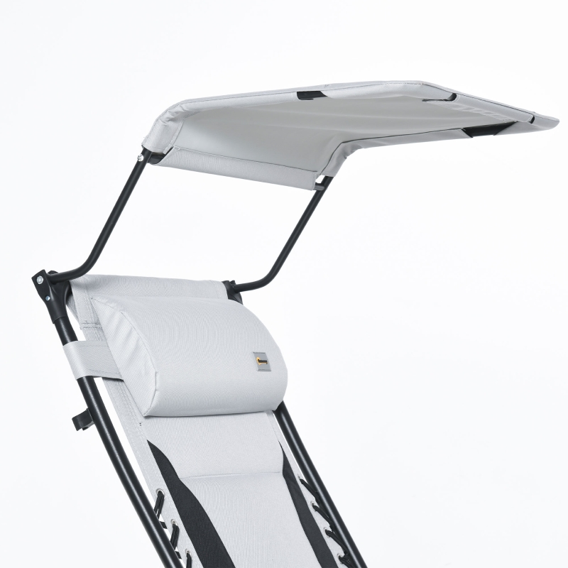 Best Zero Gravity Lounger Chair, Folding Reclining Patio Chair with Shade Cover, Padded Seat, Cup Holder, Soft Cushion and Headrest for Poolside, Camping, Grey - Image 14