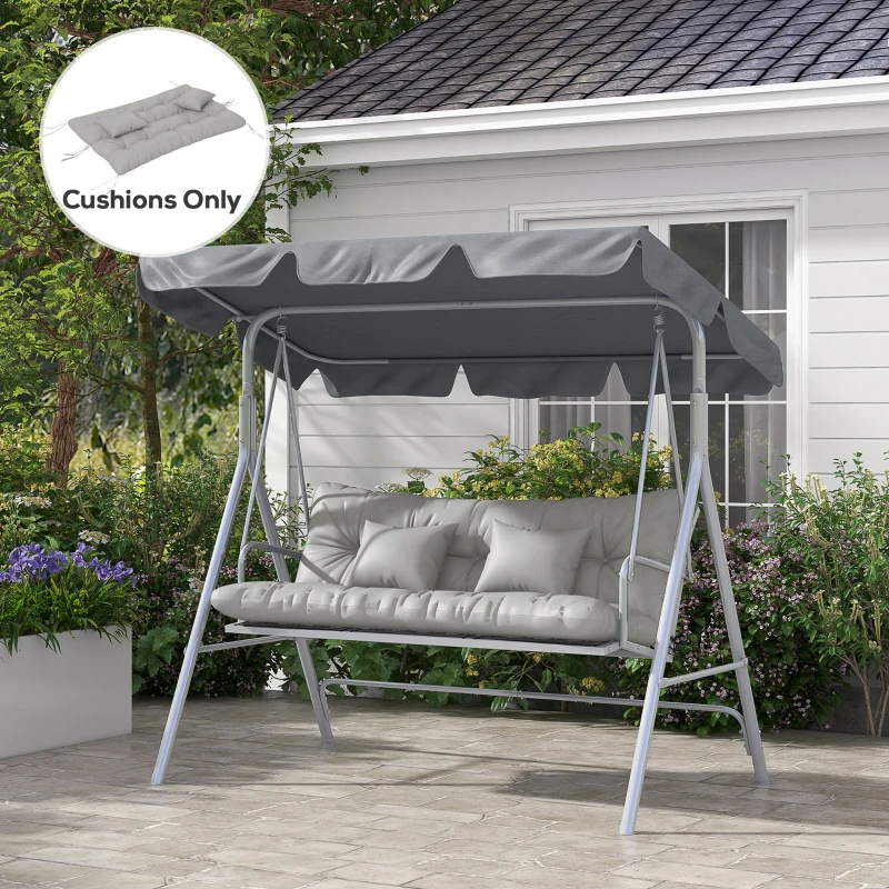 Best Back and Seat Cushion Replacement with 2 Pillows, Patio Chair Cushions Set with Ties, Light Grey - Image 2